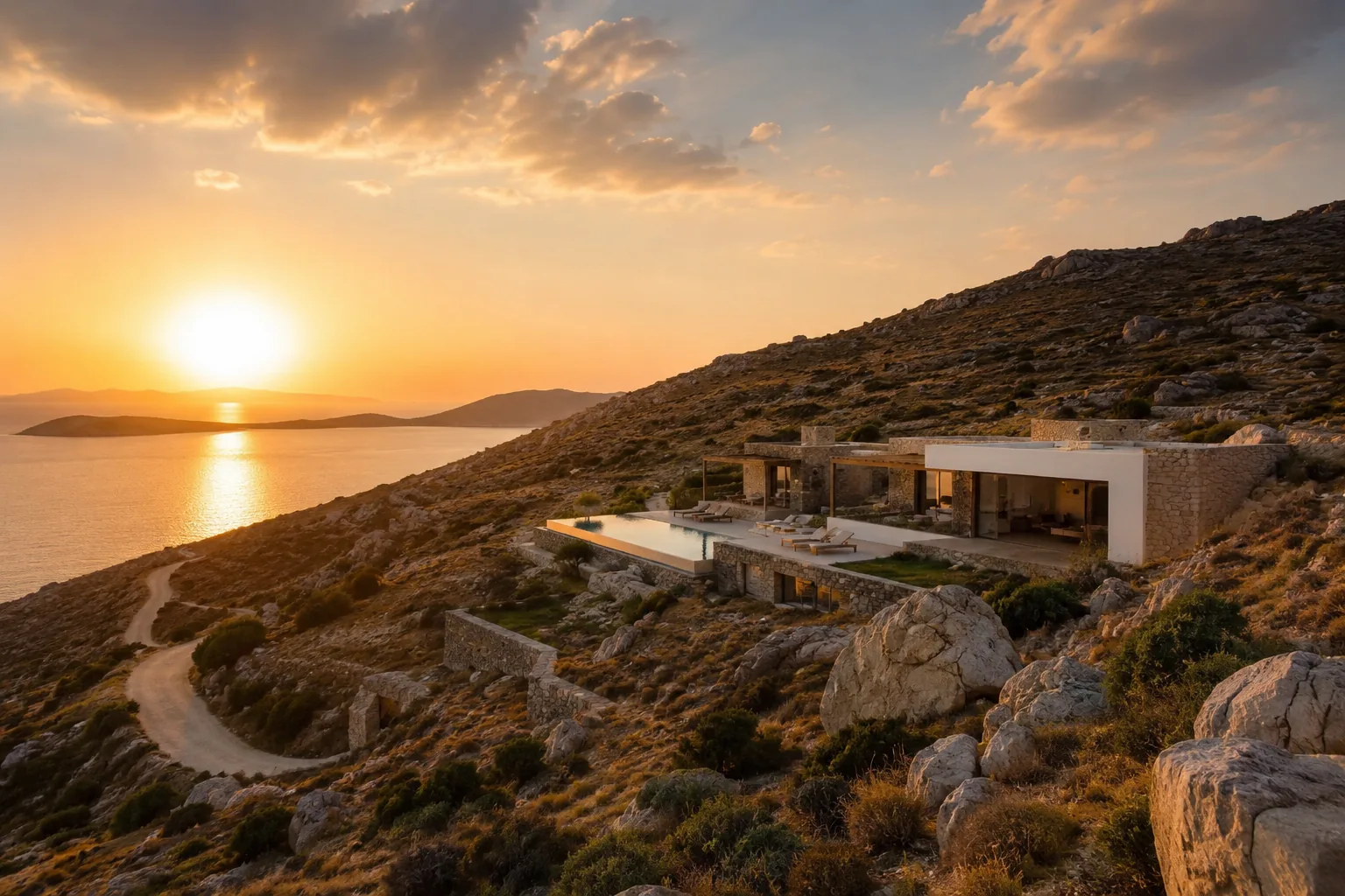 Traditional Greek architecture featured in a Greek Homes 360 property video production